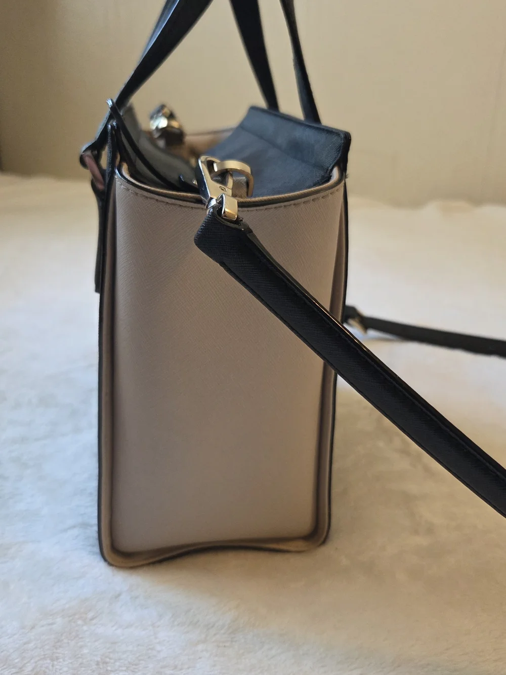 Kate Spade Black and Beige Crossbody Tote with Coin Pouch